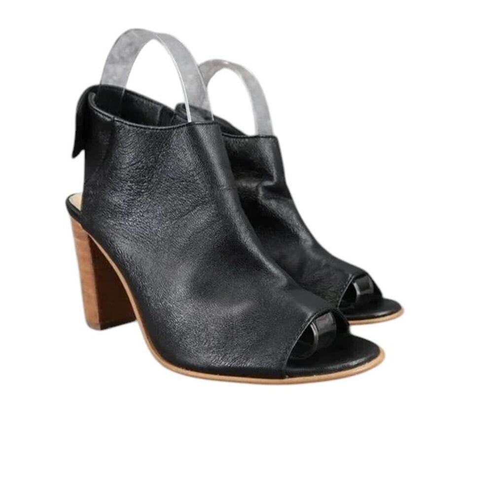 Steve Madden Shoes Womens 6 Booties Fashion Open Toe Ankle Strap Leather Black